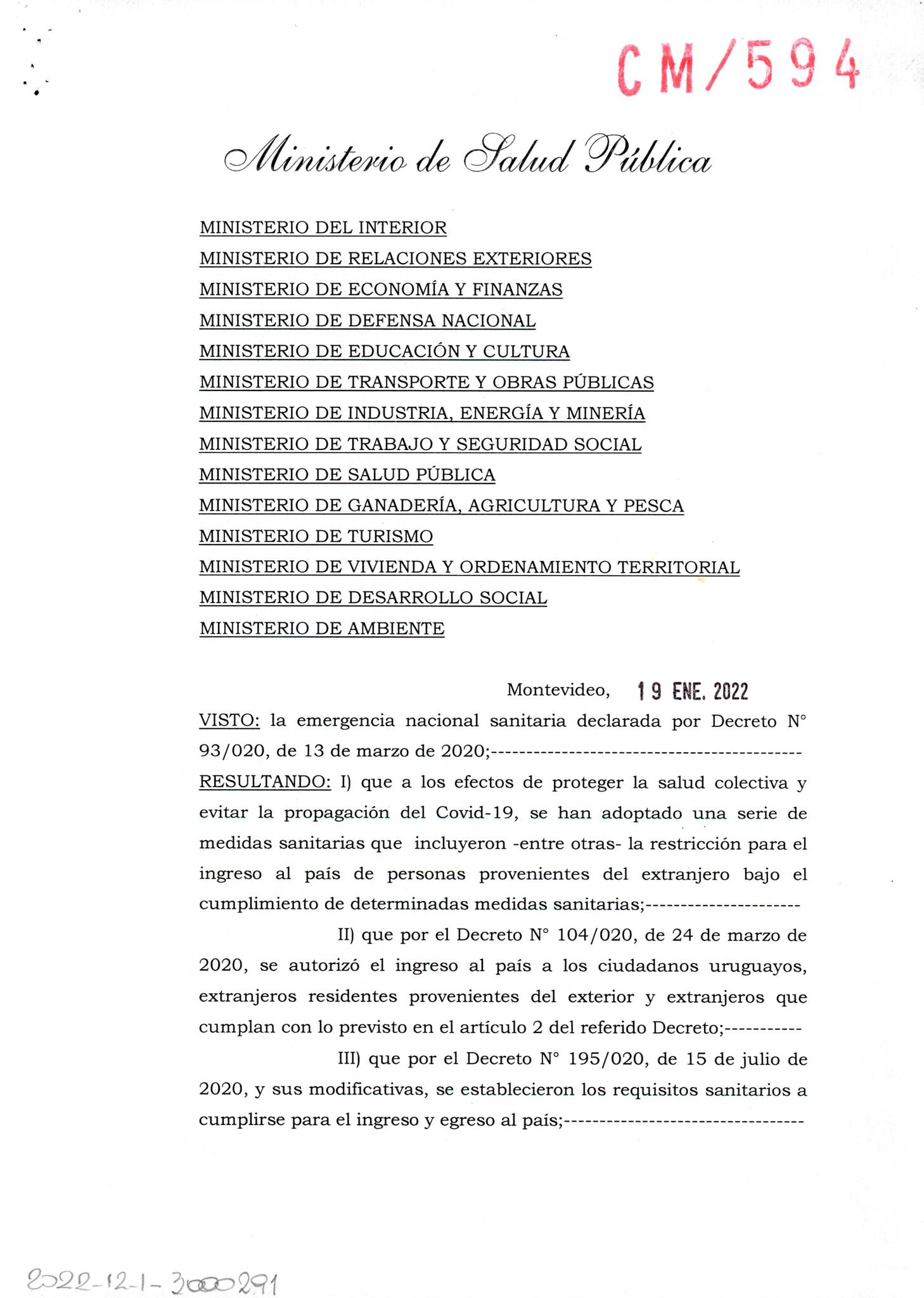 El día de ayer 19 de enero se promulgó Decreto CM/594 de Presidencia de la República que establece que las personas que cursaron #COVID-19 dentro de los últimos 10 a 90 días previos al embarque podrán ingresar a territorio nacional a partir del décimo día
